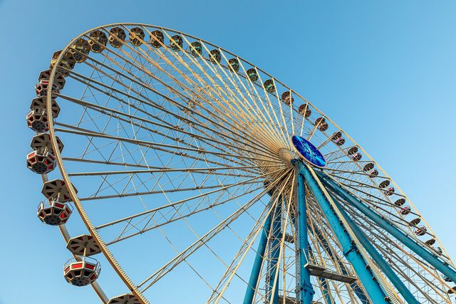 A Ferris wheel at a county fair.