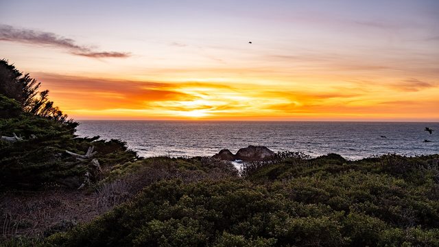 Sunset over the cliffs at Point Lobos.
