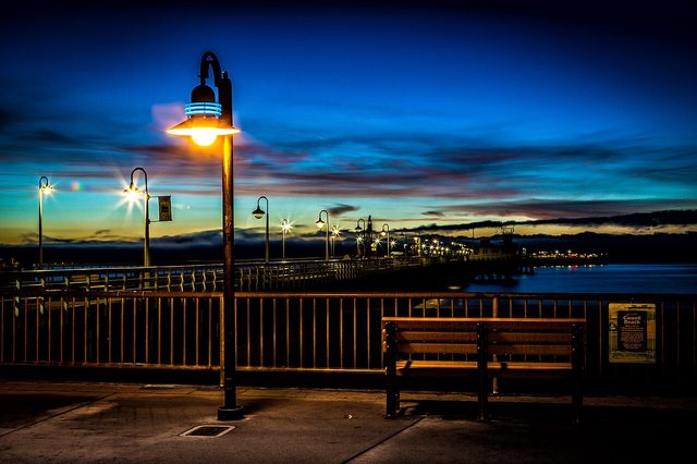 Santa Cruz wharf at sunset